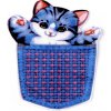 Textilní aplikace / nášivka kočka v kapsičce