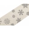 Ľaná stuha vločky šírka 63 mm rezaná, vianočná