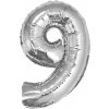 Fóliový balónik "Number 9", strieborný, 35 cm