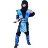 Modrá souprava Ninja (kapuce, mikina, kalhoty, návleky na ruce, nohy a tělo) velikost 110/120 cm