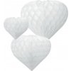 W&C dekoratívna rozeta 3 srdcia, biela (12 cm, 19 cm, 26 cm)