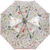 Dámsky / dievčenské priehľadný vystreľovací dáždnik lúčne kvety