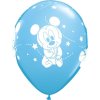 Balónek QL 12" s potiskem "Baby Mickey Stars", metalická modrá / 6 ks.