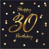 B&C Happy 30 Birthday ubrousky, černá, zlatý potisk, certifikát FSC, 33x33 cm/ 20 ks.