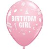 Balón QL 11" s potiskem "Birthday Girl", pastelově růžový / 6 ks.