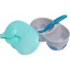 Dětská dvoukomorová miska se lžičkou Akuku šedo-modrá