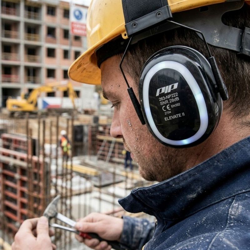 PIP Elevate II Gehörschutz bei der Arbeit mit Elektrowerkzeugen