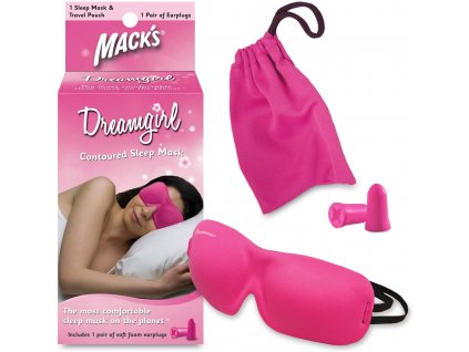 Mack's Dreamgirl 3D Schlafaugenmaske rosa und Ohrstöpsel