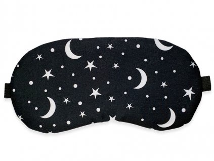 Schlafende Augenmaske Mond und Sterne schwarz