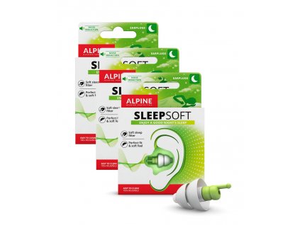 Alpine SleepSoft Ohrstöpsel zum Schlafen 3x Schnäppchenpackung