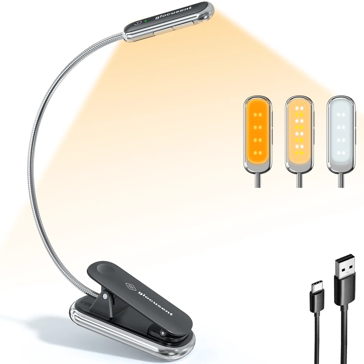 Glocusent Posh Leselampe mit USB-C-Laden und Timer