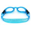 Kaiman klare, blaue Schwimmbrille hinten
