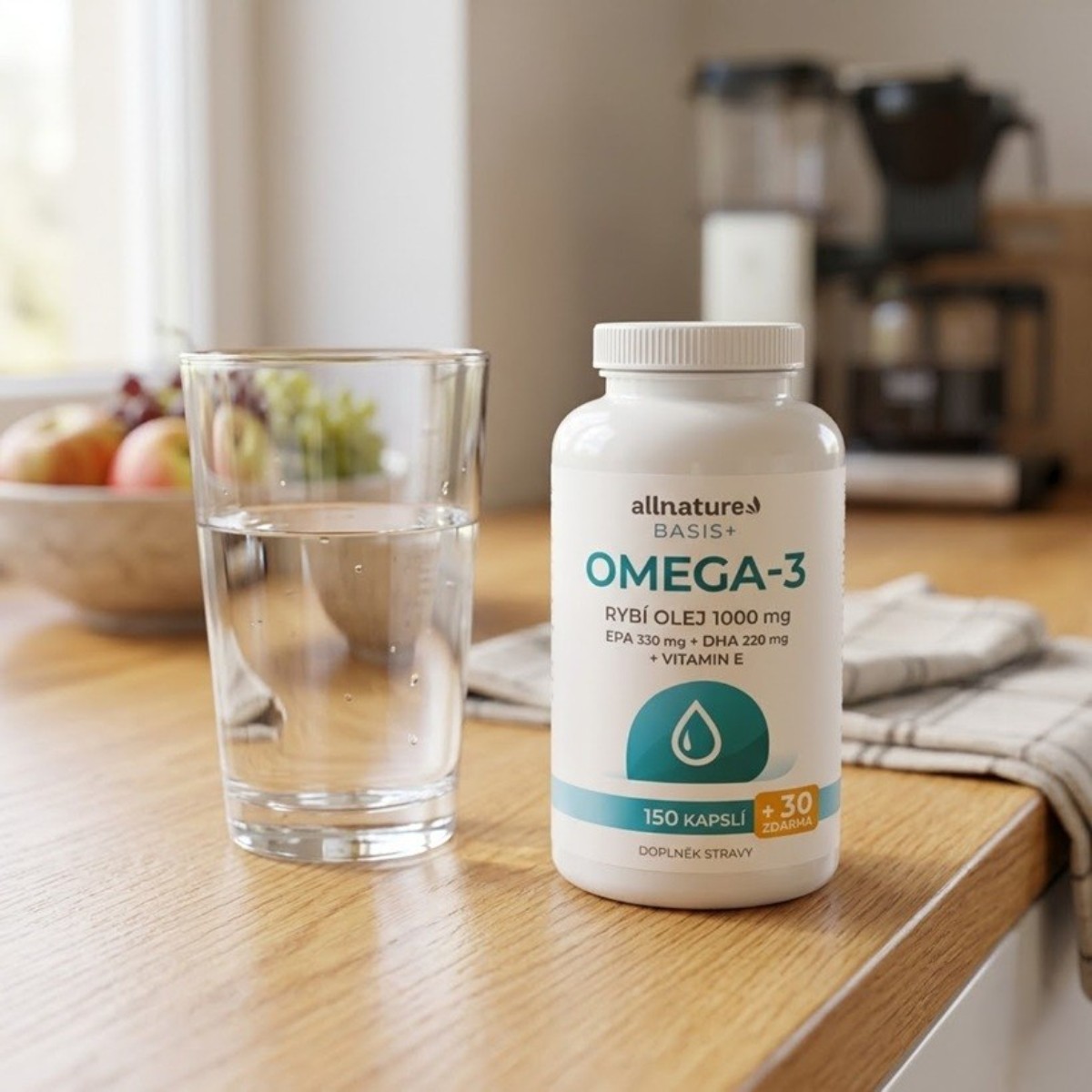 Složení a dávkování Allnature Basis + Omega 3 kapsle 180 ks