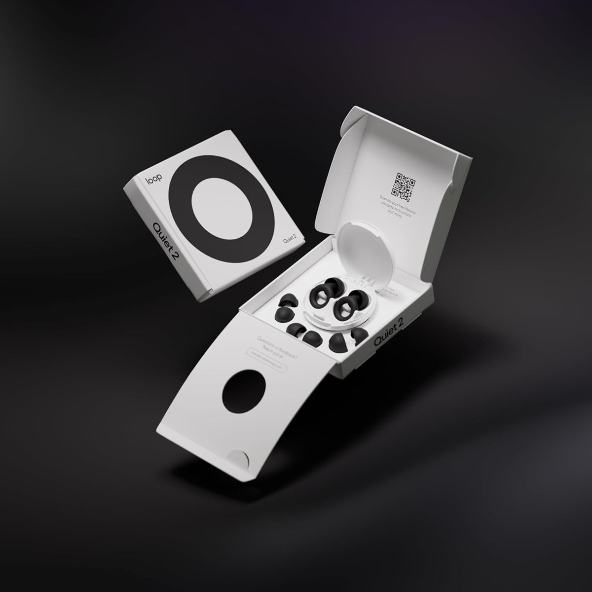 Balení Loop Quiet 2 s pouzdrem a koncovkami XS S M L