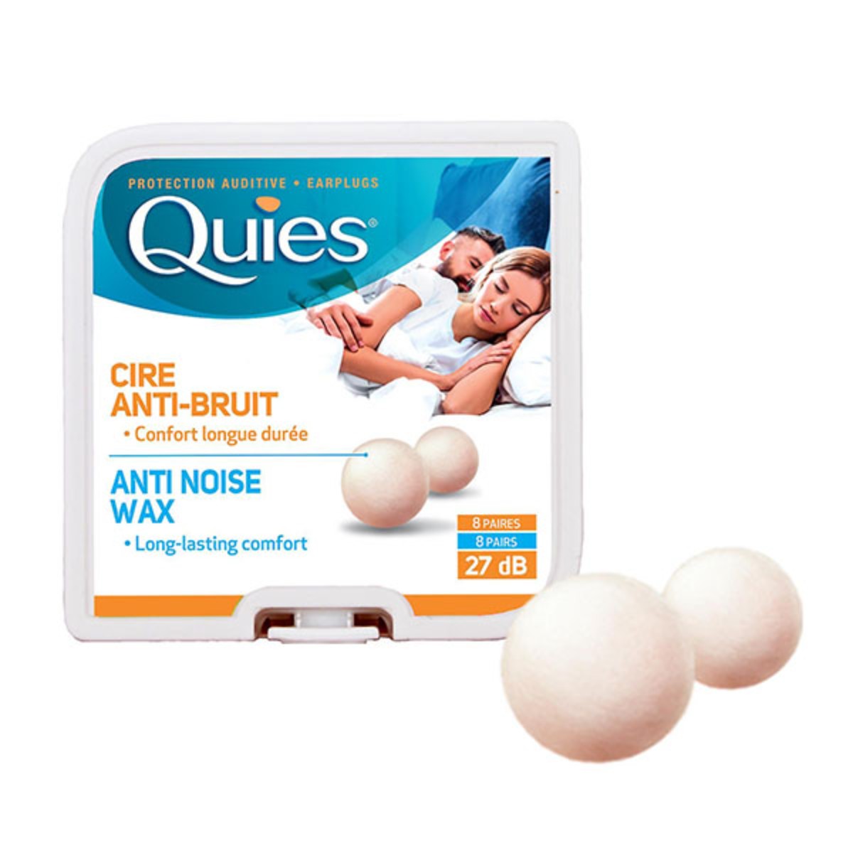 Quies voskové špunty do uší s útlumem 27 dB pro spánek