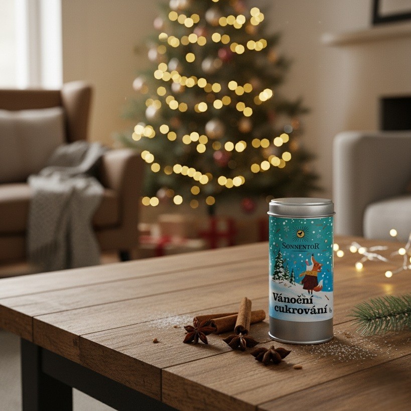 Bio směs Sonnentor Vánoční cukrování v dárkové dóze