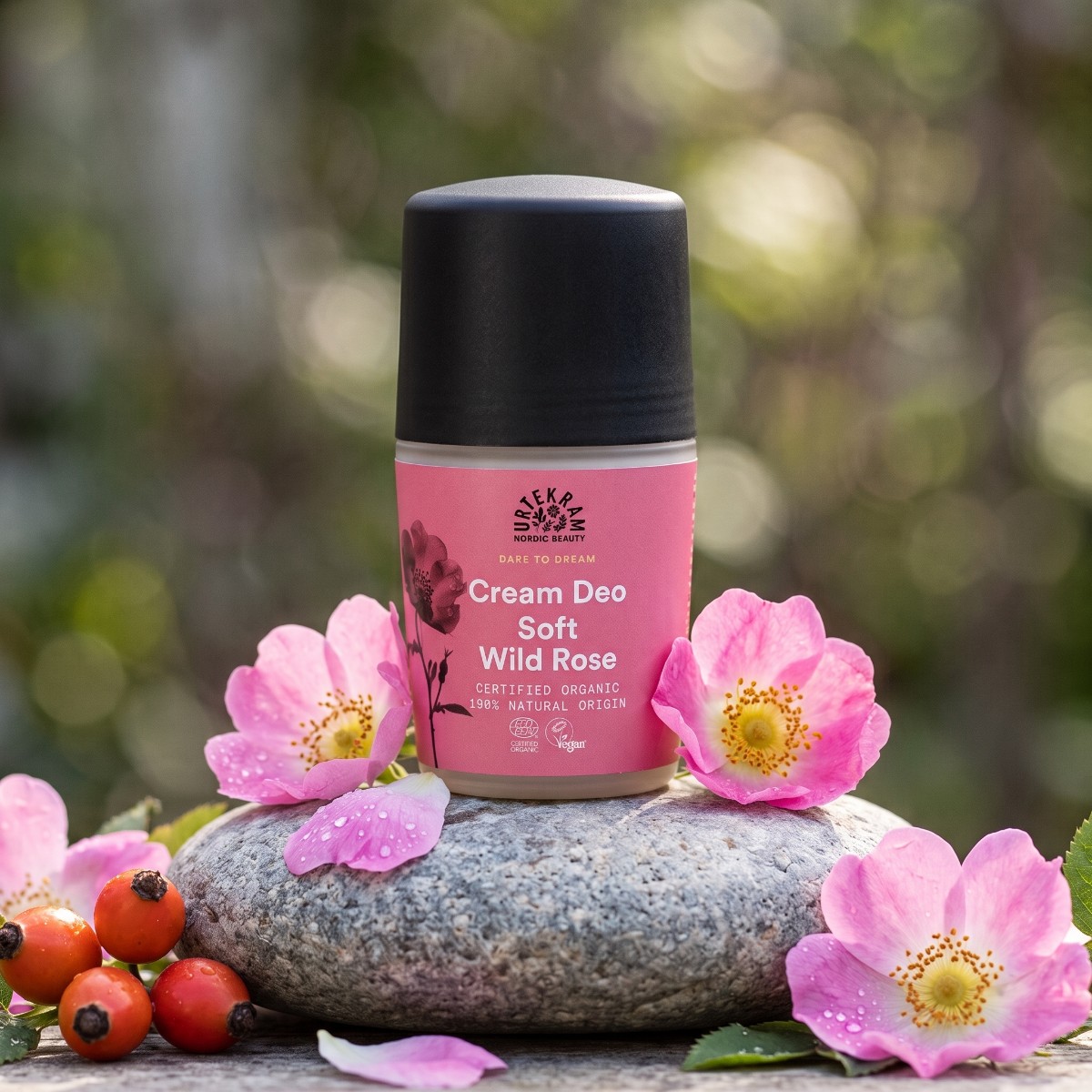 Detail přírodního složení deodorantu s aloe vera a divokou růží
