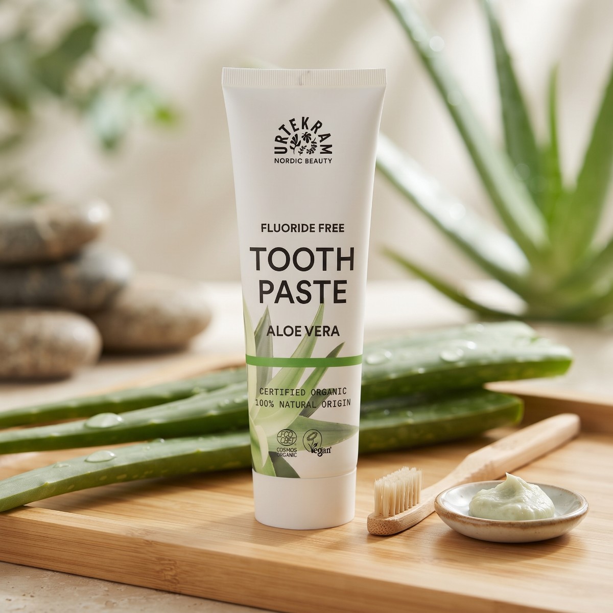 Přírodní složky zubní pasty s výtažkem z aloe vera a citrusů