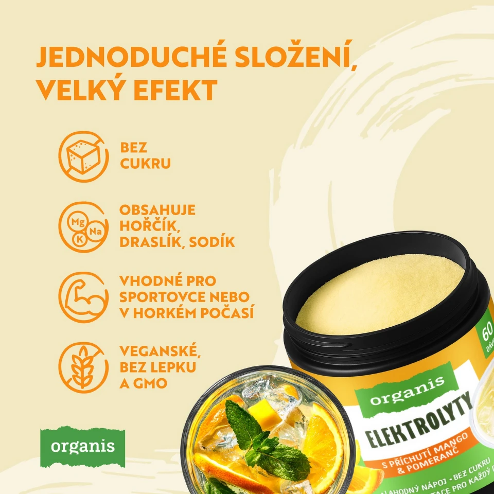 Organis Elektrolyty mango + pomeranč