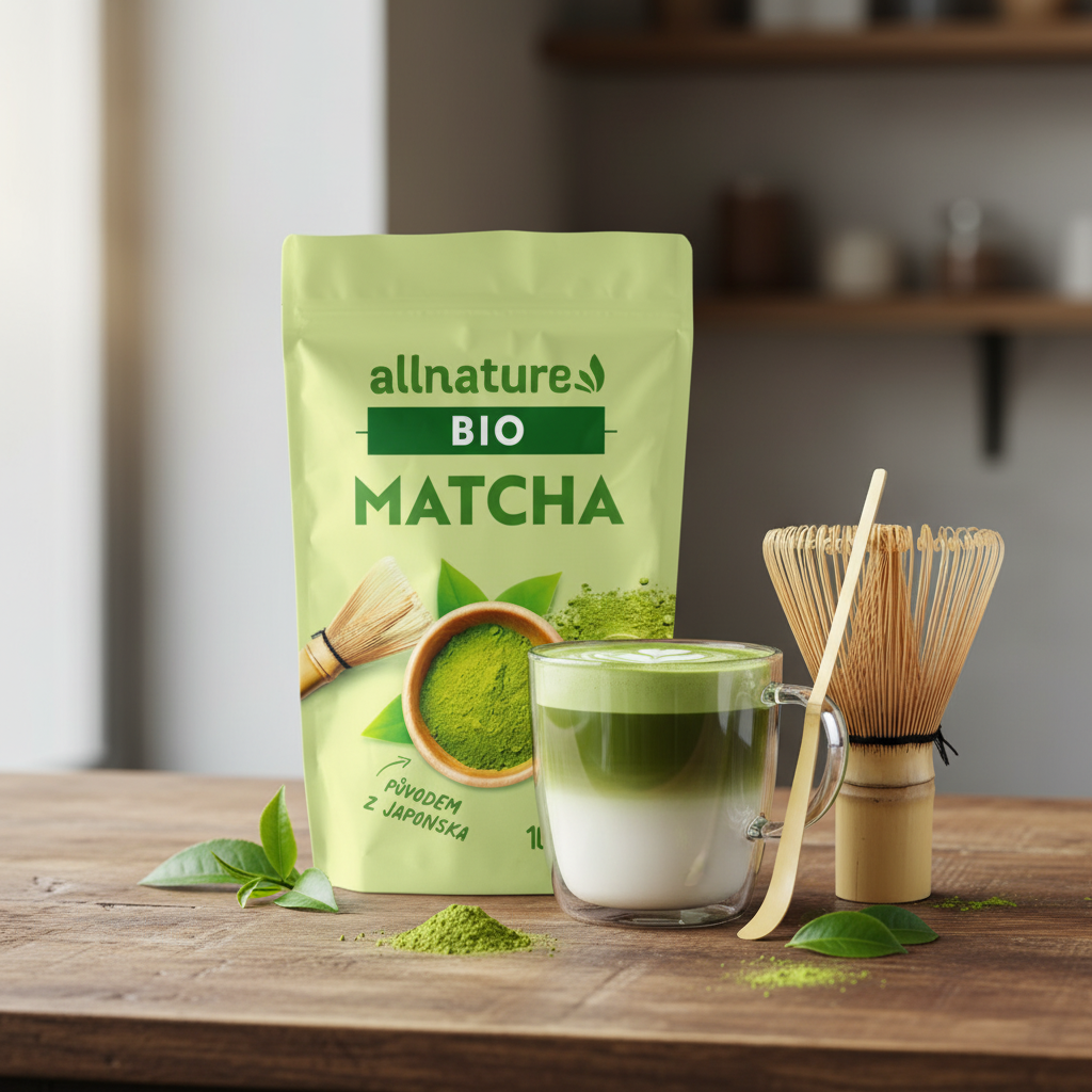 Prémiová sada Allnature Matcha Tea BIO s metličkou a lžičkou