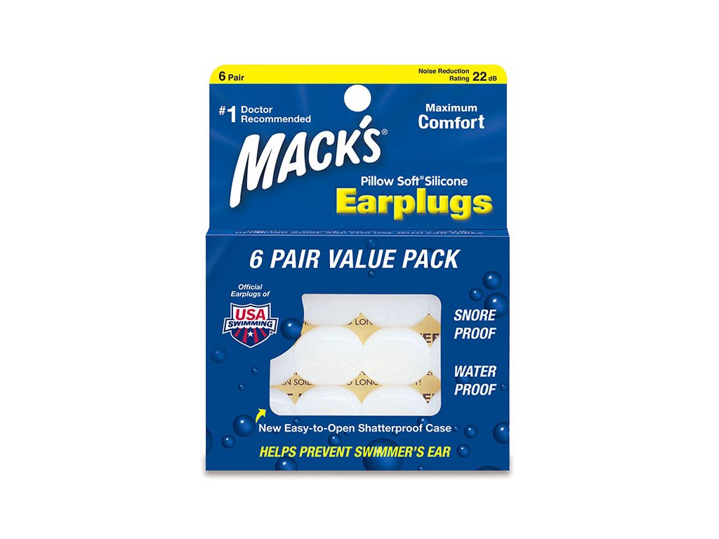 Macks PillowSoft 6 párů Silikoné špunty do uší Earplugs cz