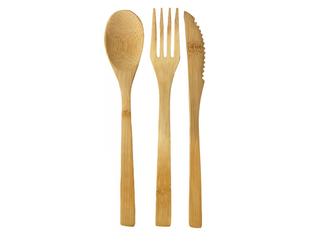 Bambusové příbory - set lžíce, nůž, vidlička
