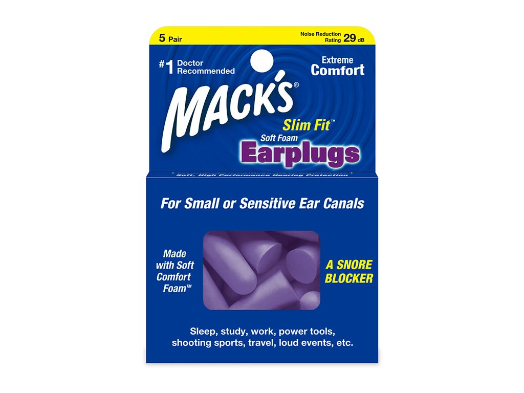 Macks Slim Fit 10 párů z měkké pěny špunty do uší Earplugs