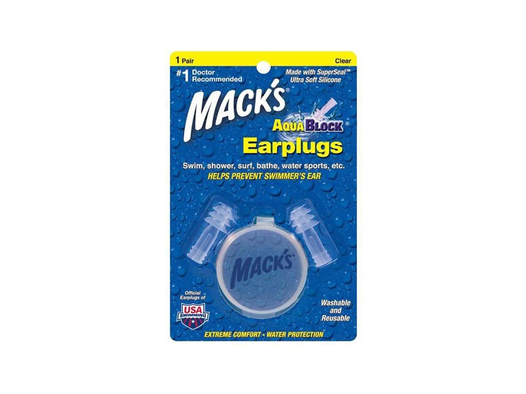 Mack's Aqua Block® 1 pár transparentní špunty do uší do vody