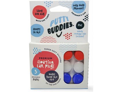 Putty Buddies - 3 páry Plovoucí silikonové špunty do uší