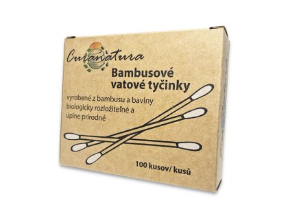 Bambusové tyčinky do uší Curanatura 100 kusů