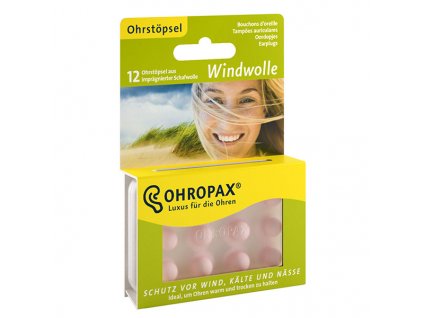 Ohropax Windwolle 6 párů Špunty do uší proti větru Earplugs cz