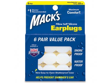 Macks PillowSoft 6 párů Silikoné špunty do uší Earplugs cz