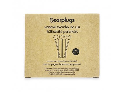 Bambusové tyčinky do uší earplugs 100 ks balení