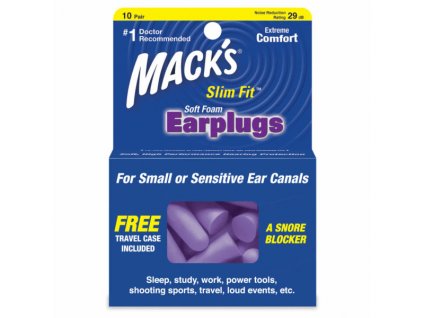 Macks Slim Fit 10 párů z měkké pěny špunty do uší Earplugs