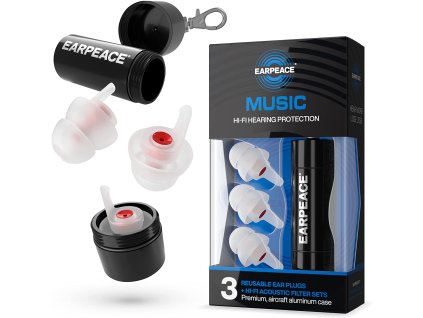 EarPeace HD Špunty do uší na koncerty Černé pouzdro