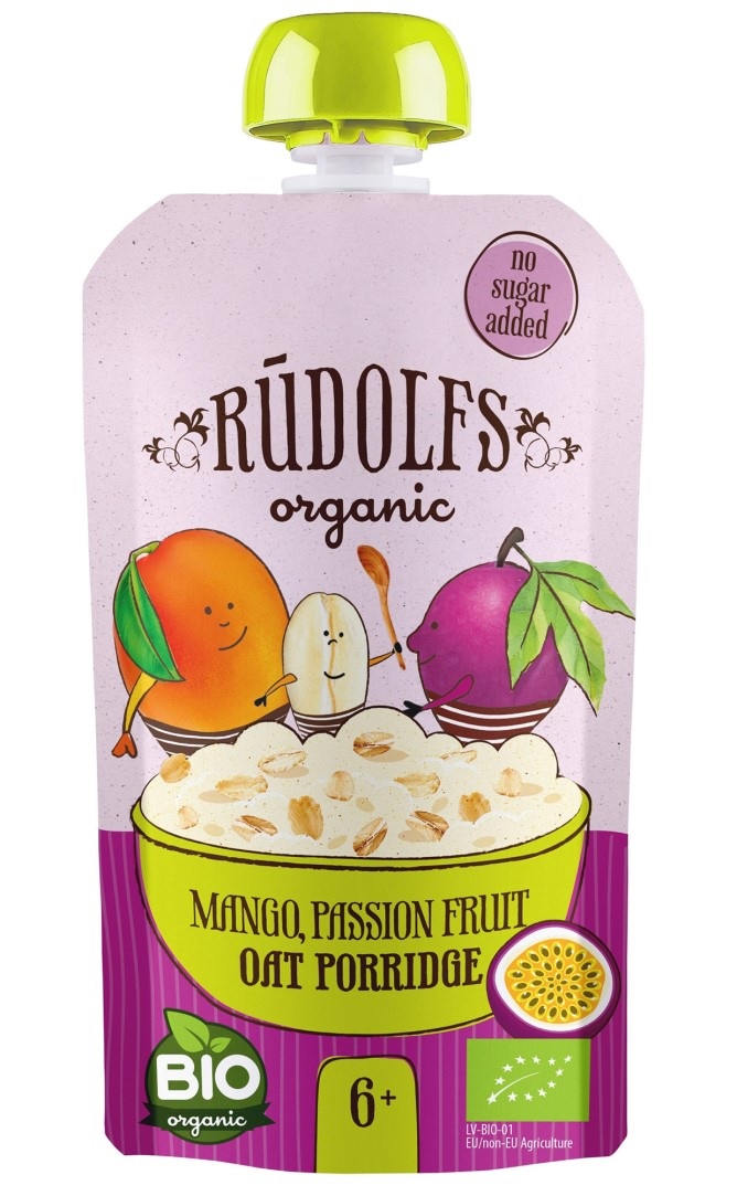 Rudolfs BIO kapsička Mango, celozrnná ovesná kaše, 110 g