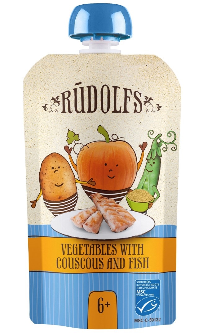 Rudolfs BIO kapsička Zelenina, kuskus, ryba, 110 g