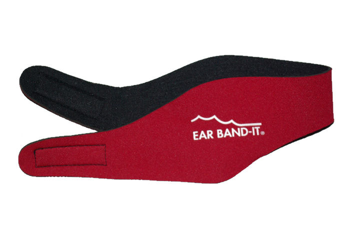 Ear Band-It® Červená čelenka na plavání Velikost čelenky: Střední (4-9 let)