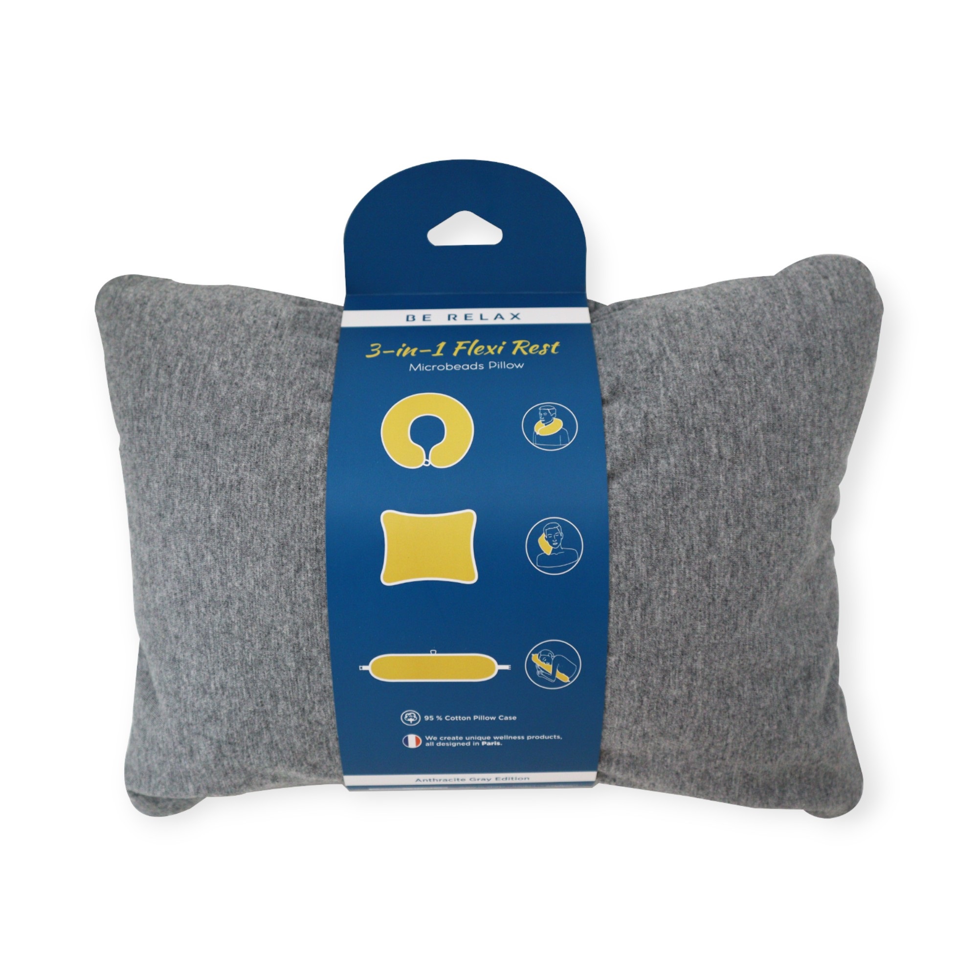 Levně Be relax 3in1 Flexi rest cestovní polštář z mikrogranulí Barva: Šedá