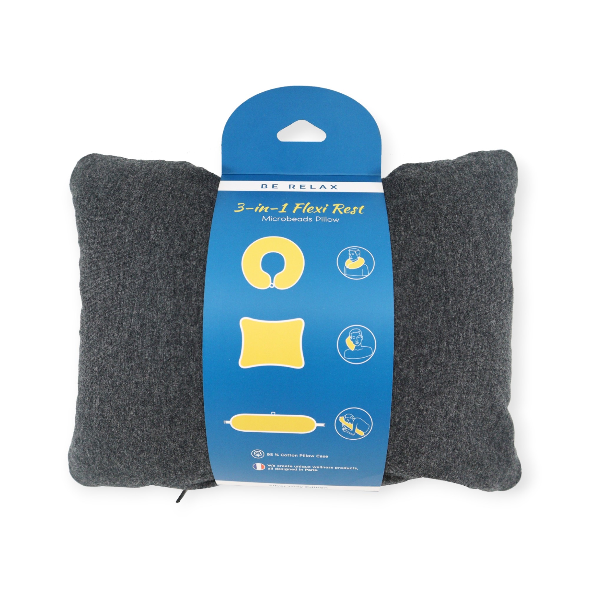 Levně Be relax 3in1 Flexi rest cestovní polštář z mikrogranulí Barva: Tmavě šedá