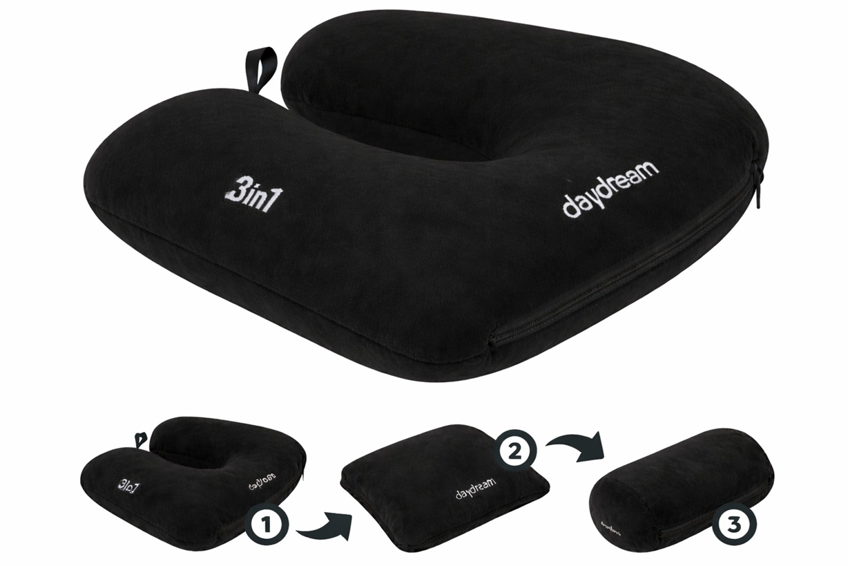 Daydream 3v1 - multifunkční cestovní polštář Barva: Černá