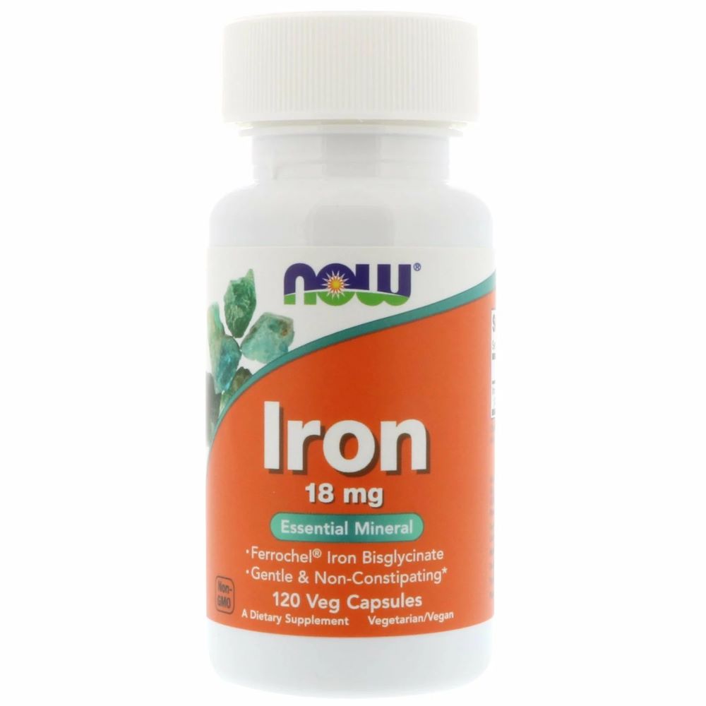 Now Foods Iron Ferrochel (železo chelát) 18 mg 120 kapslí