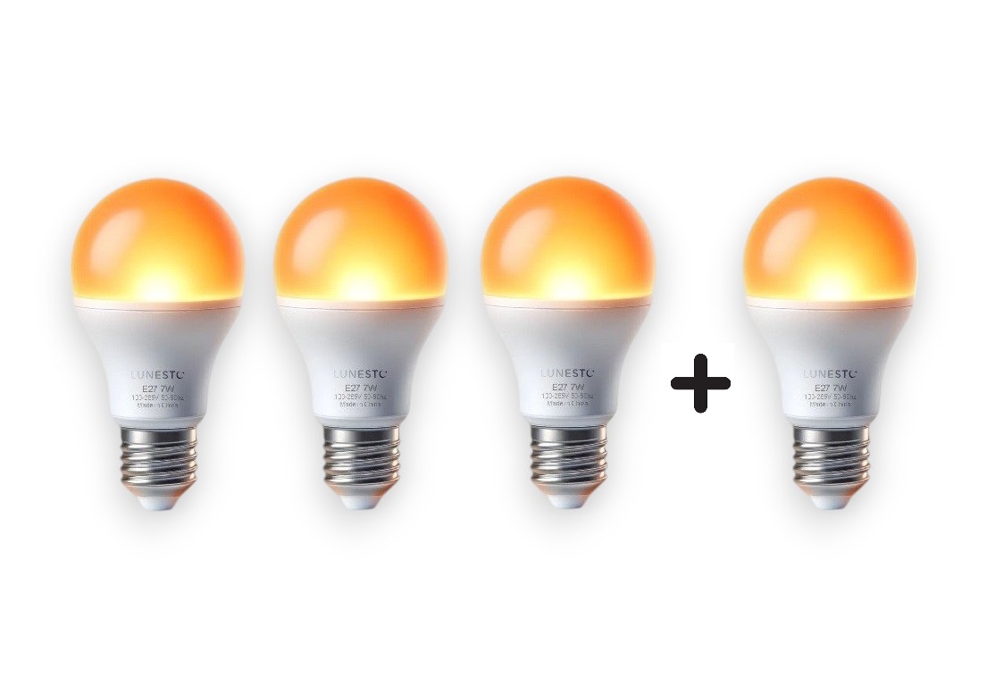 Levně Lunesto Oranžová LED žárovka E27 balení 3+1 zdarma
