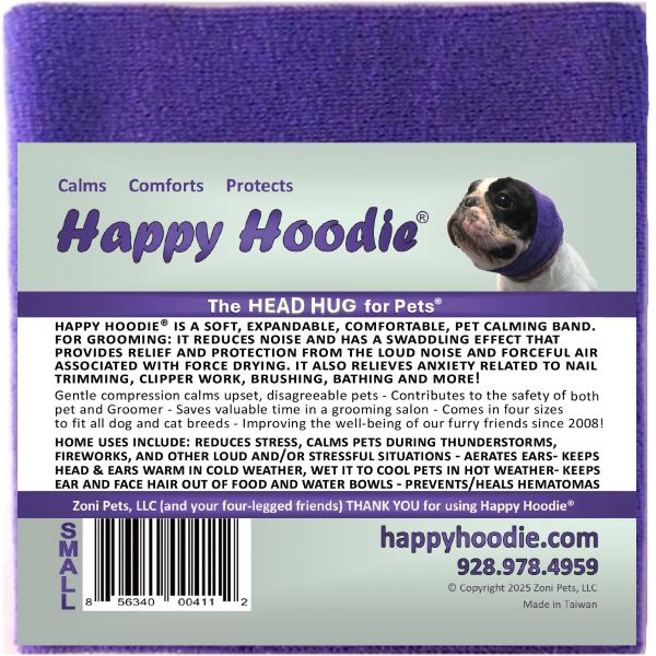 Happy Hoodie - uklidňující čelenka pro psy a kočky Barva: Fialová, Velikost: S