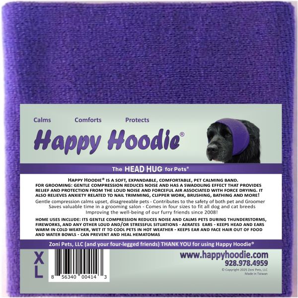 Levně Happy Hoodie - uklidňující čelenka pro psy a kočky Barva: Fialová, Velikost: XL