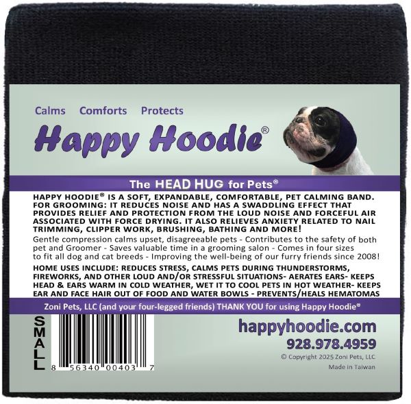 Happy Hoodie - uklidňující čelenka pro psy a kočky Barva: Černá, Velikost: S