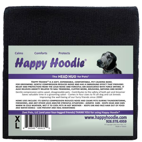 Levně Happy Hoodie - uklidňující čelenka pro psy a kočky Barva: Černá, Velikost: XL