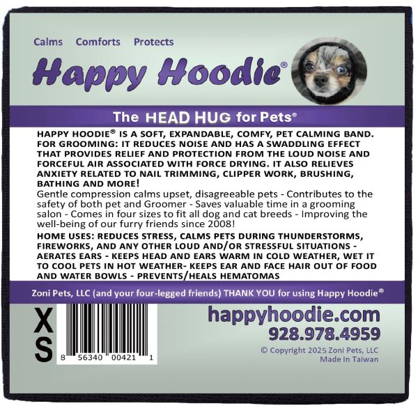 Levně Happy Hoodie - uklidňující čelenka pro psy a kočky Barva: Černá, Velikost: XS
