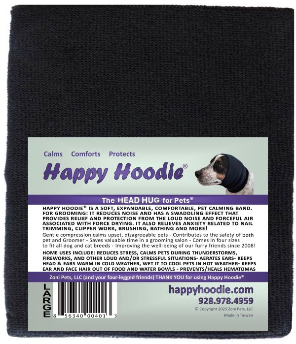Levně Happy Hoodie - uklidňující čelenka pro psy a kočky Barva: Černá, Velikost: L