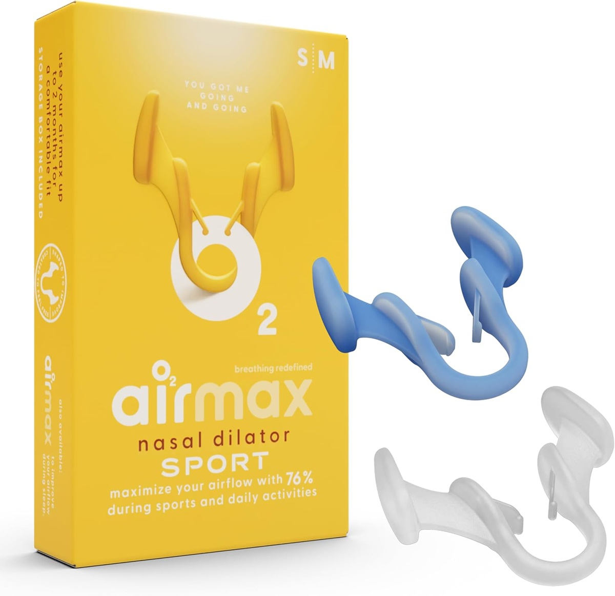 Levně Airmax Sport - nosní dilatátor pro lepší dýchání nosem - velikost S + M